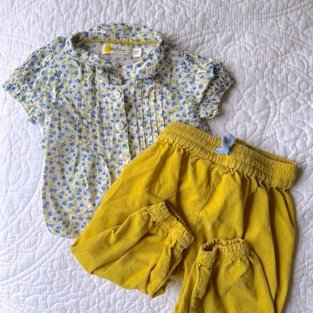 Baby Boden “Nostalgic” Play Set: Floral Blouse and Matching Corduroys Si…
